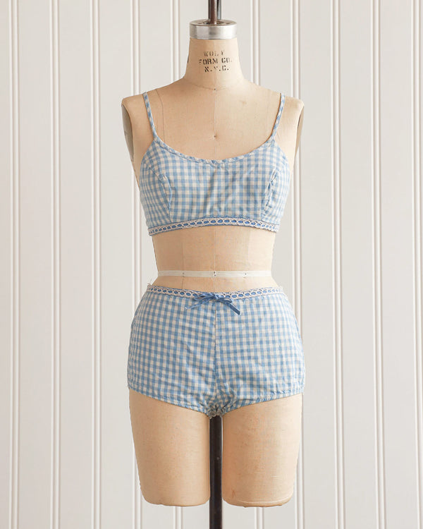 1960s Blue Gingham Bikini
