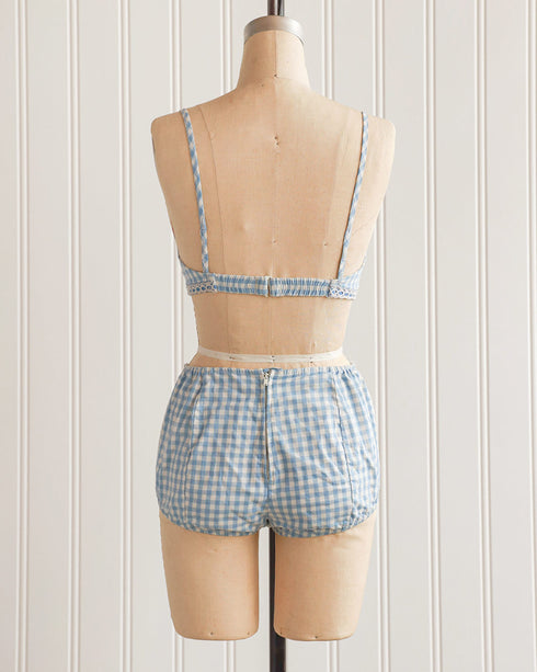 1960s Blue Gingham Bikini