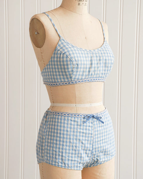 1960s Blue Gingham Bikini