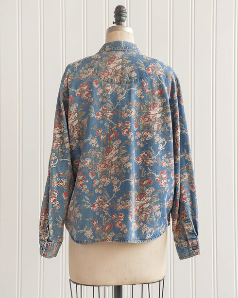 Vintage 90s Denim Floral Shirt