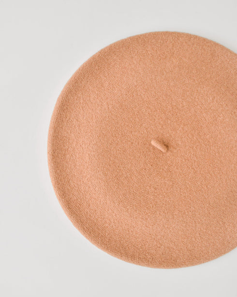 Allaire Beret - Camel-Classic and timeless French style camel brown merino wool beret-Adored Vintage