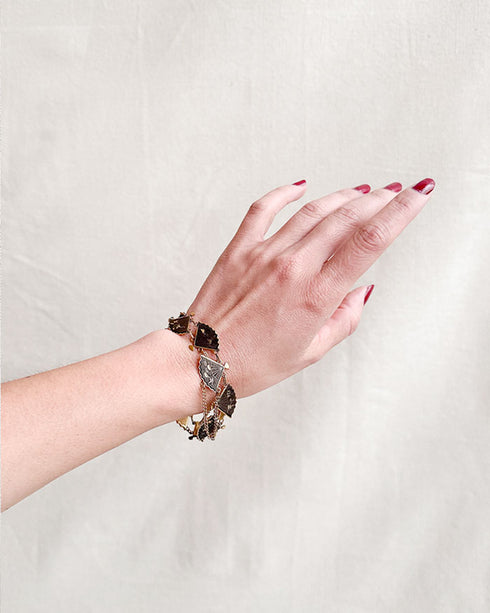 Sakura Spring Bracelet-Vintage 1950s Japanese damascene fan bracelet-Adored Vintage