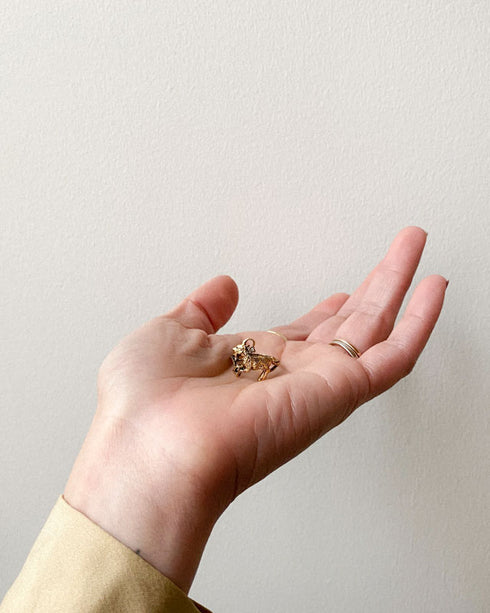 Capricorn Midi Ring-Vintage etched Capricorn midi ring with rhinestone accent-Adored Vintage