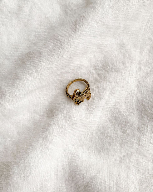 Capricorn Midi Ring-Vintage etched Capricorn midi ring with rhinestone accent-Adored Vintage