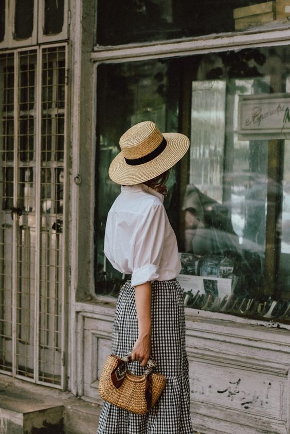 Timeless and Feminine Outfit: White Shirt & Gingham – Adored Vintage
