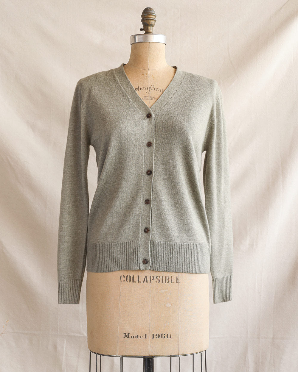 Vintage Bohemian Green Self-Design Cardigan for Women | Handmade Winter Wear with Mock Collar