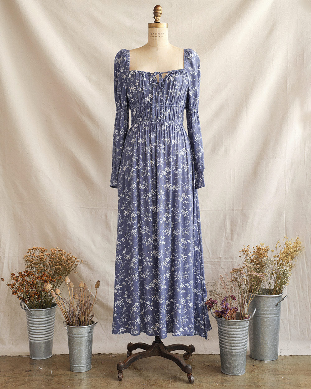 Vintage Print Romantic Dress Women