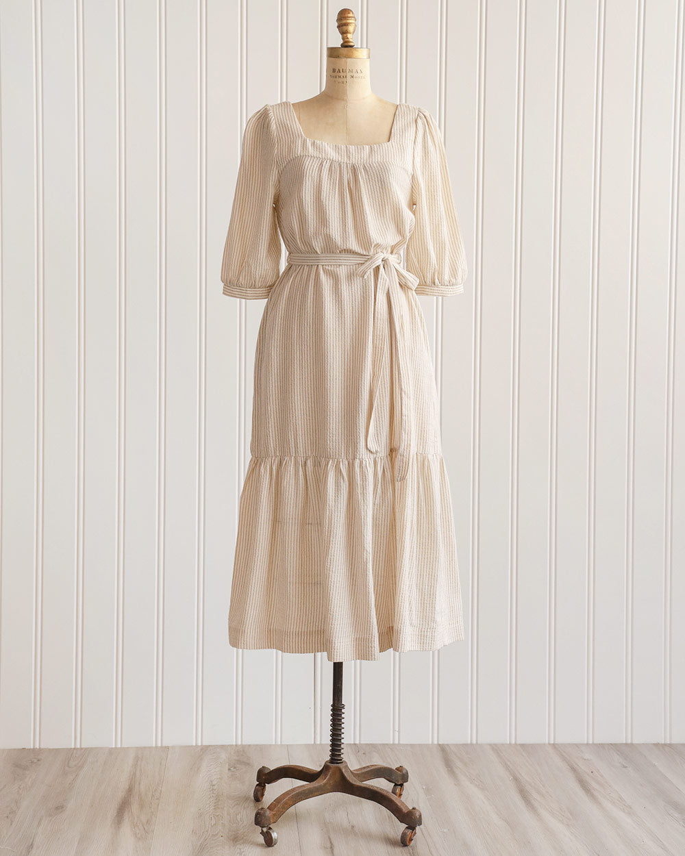 Effortless Romantic Vintage Inspired Clothing / Adored Vintage / Appoline Midi Dress - Tan Effortless Romantic Vintage Inspired Clothing / Adored Vintage / Appoline Midi Dress - Tan