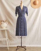 Vintage 1940s Dress / Vintage 1940s Navy Day Dress / Thérèse Day Dress ...