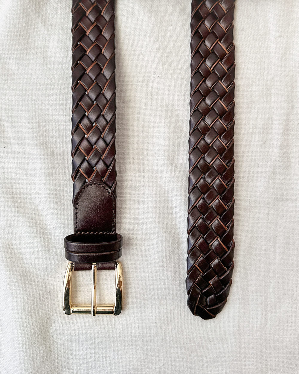 Classic Vintage Inspired Braided Leather Belt Brown / Callie 
