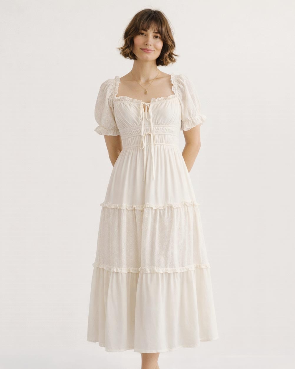 slim fit dress slacks Butterfly Vintage Dress in Cream main image 0