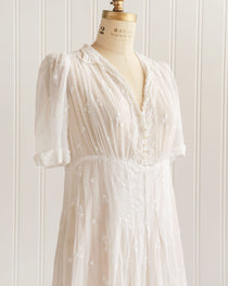 Vintage 1930s Dress / Vintage 30s Dress / Fontasse Embroidered Voile