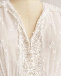 Vintage 1930s Dress / Vintage 30s Dress / Fontasse Embroidered Voile